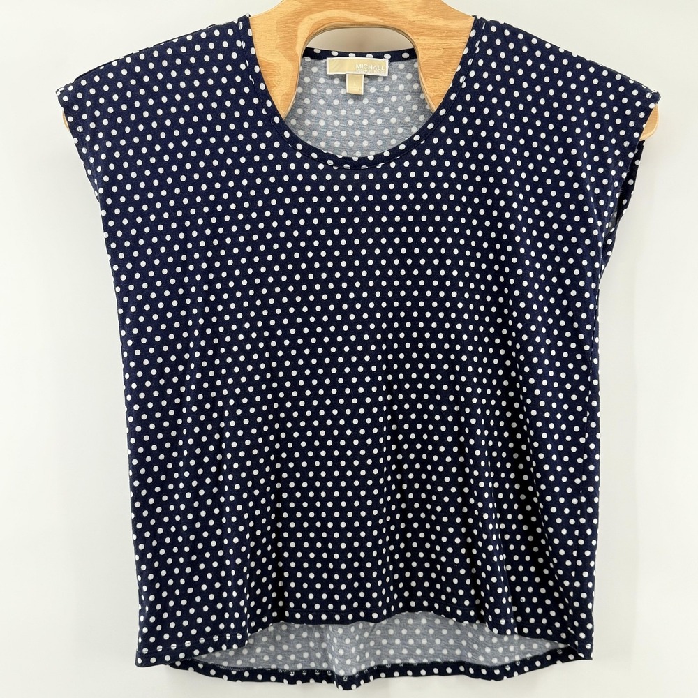 Michael‎ Kors Shirt Womens Large Polka Dot Sleeveless Blouse Casual Office Top